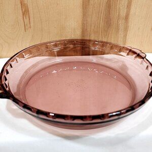 Pyrex Cranberry Fluted Pie Pan #229 crimped glass flaw 10"